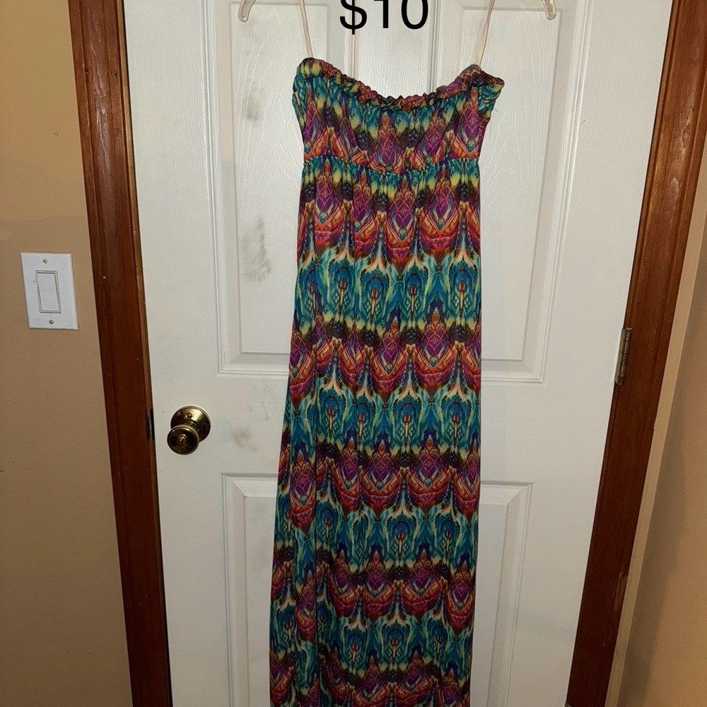Deb Green and Pink One Shoulder Sundress